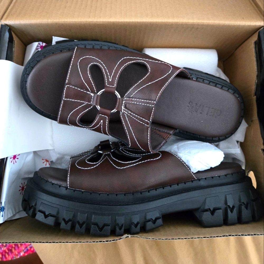 Y2K Brown Platform Sandals